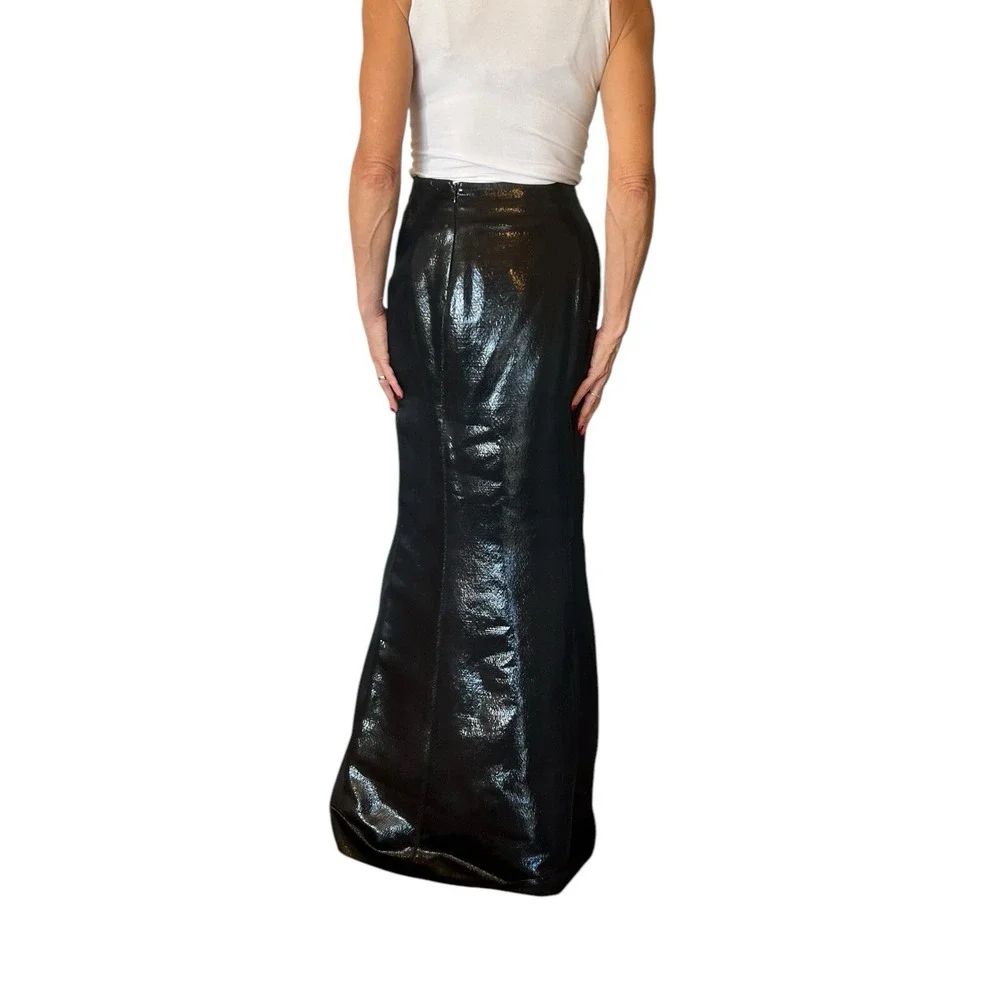 WOMEN'S PAMELLA ROLAND BLACK METALLIC LONG MAXI FORMAL SKIRT  6
